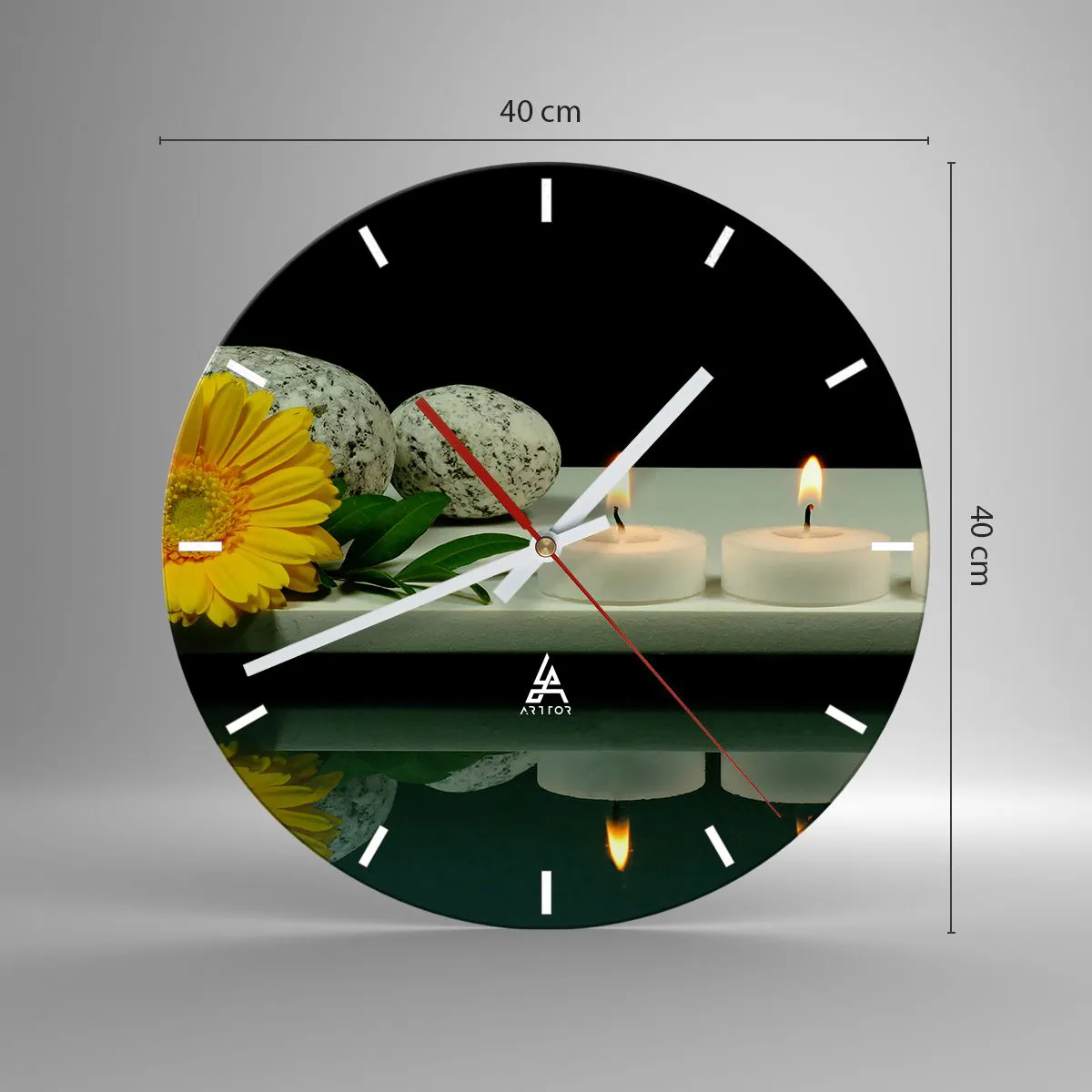 Ceas de perete - Ceas pe sticlă - Calmarea simțurilor - 40x40 cm