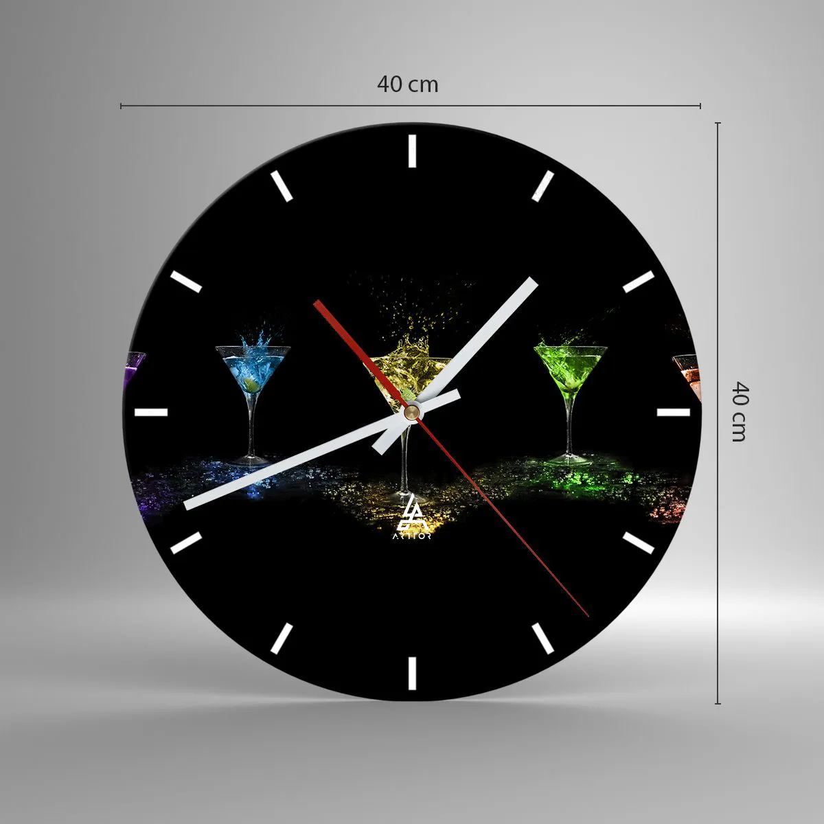 Zegar ścienny - Kolory radości w kryształowym szkle - 40x40 cm