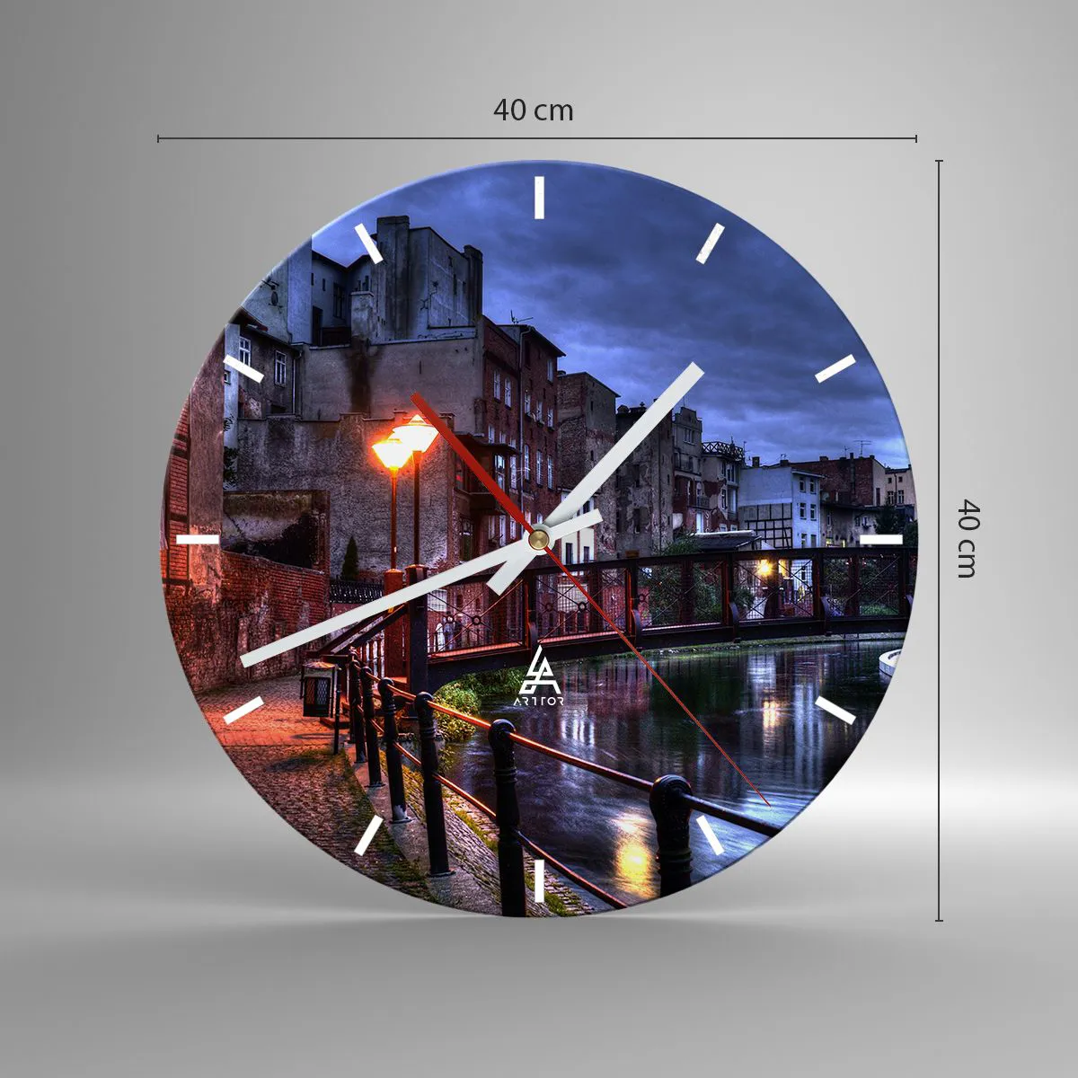 Relógio de parede - Relógio em vidro - A desconhecida Bydgoszcz - 40x40 cm