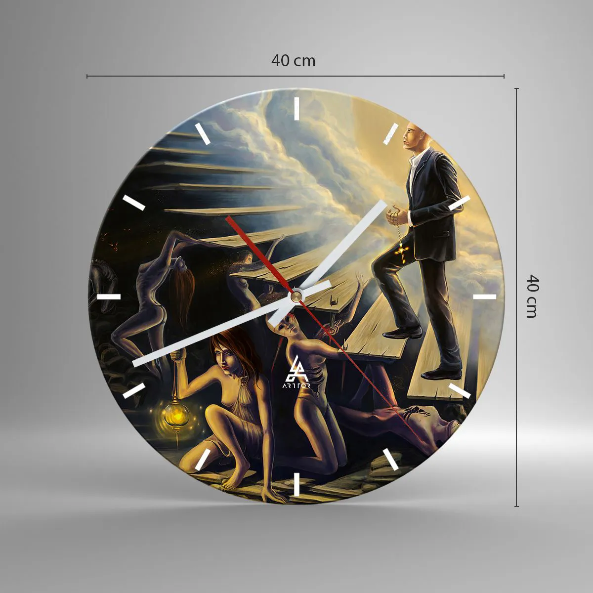 Horloge murale - Pendule murale - Voyage dantesque vers la lumière - 40x40 cm