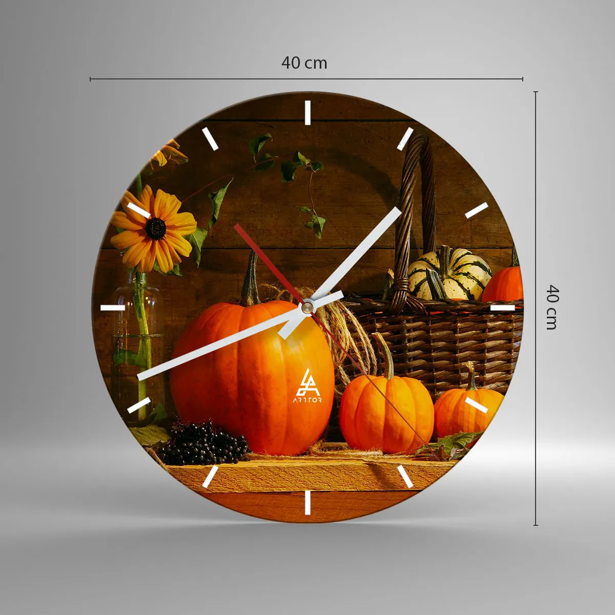 Wanduhr - Glasuhr - Eine rustikale Komposition - Geschenke des Herbstes - 40x40 cm