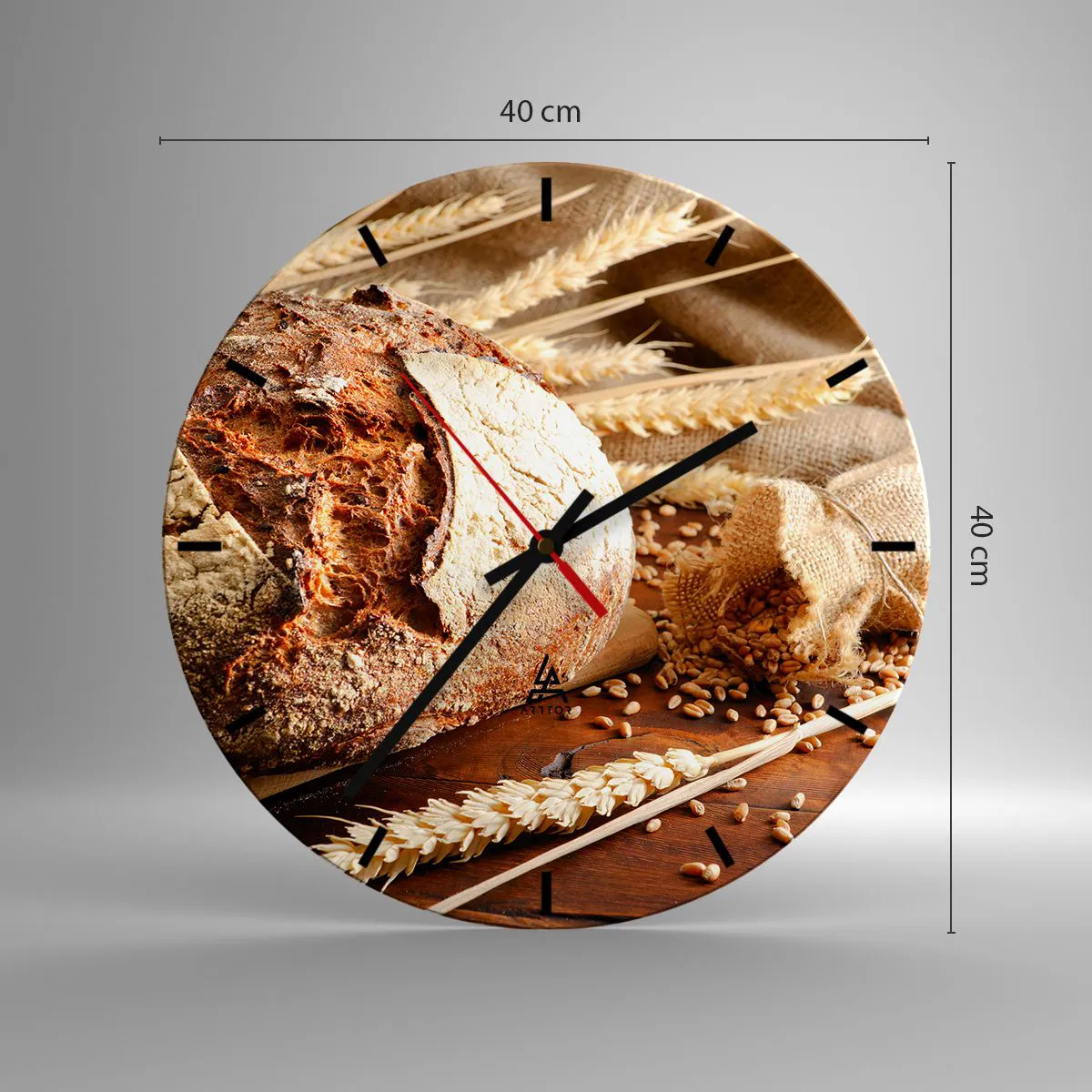 Wanduhr - Glasuhr - Appetitanregend, duftend, knackig - 40x40 cm