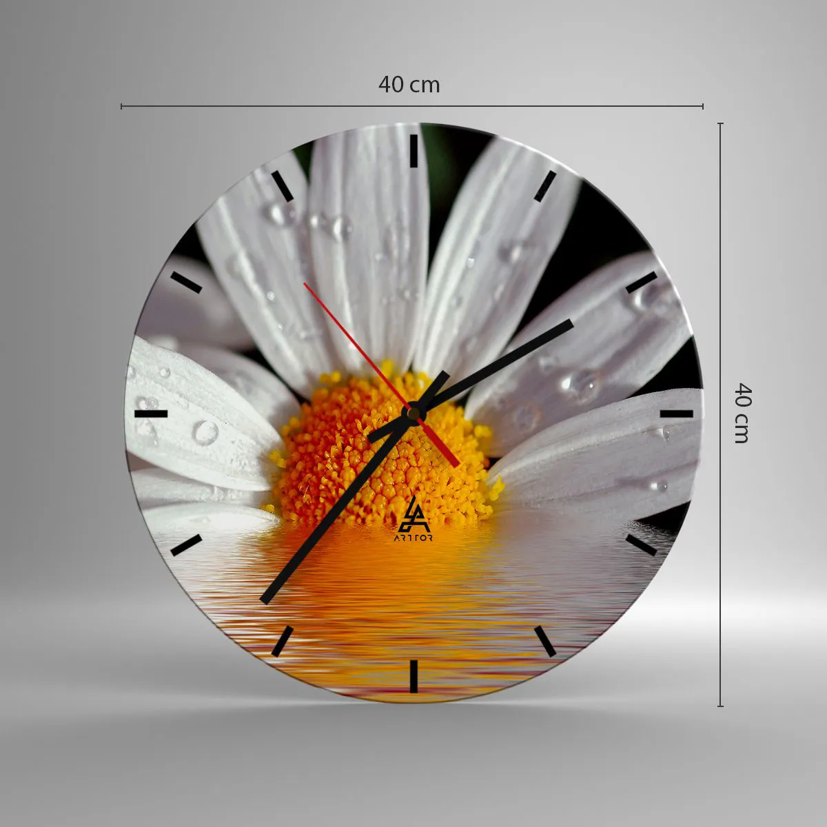 Ceas de perete - Ceas pe sticlă - Răsăritul soarelui al Margaretei - 40x40 cm