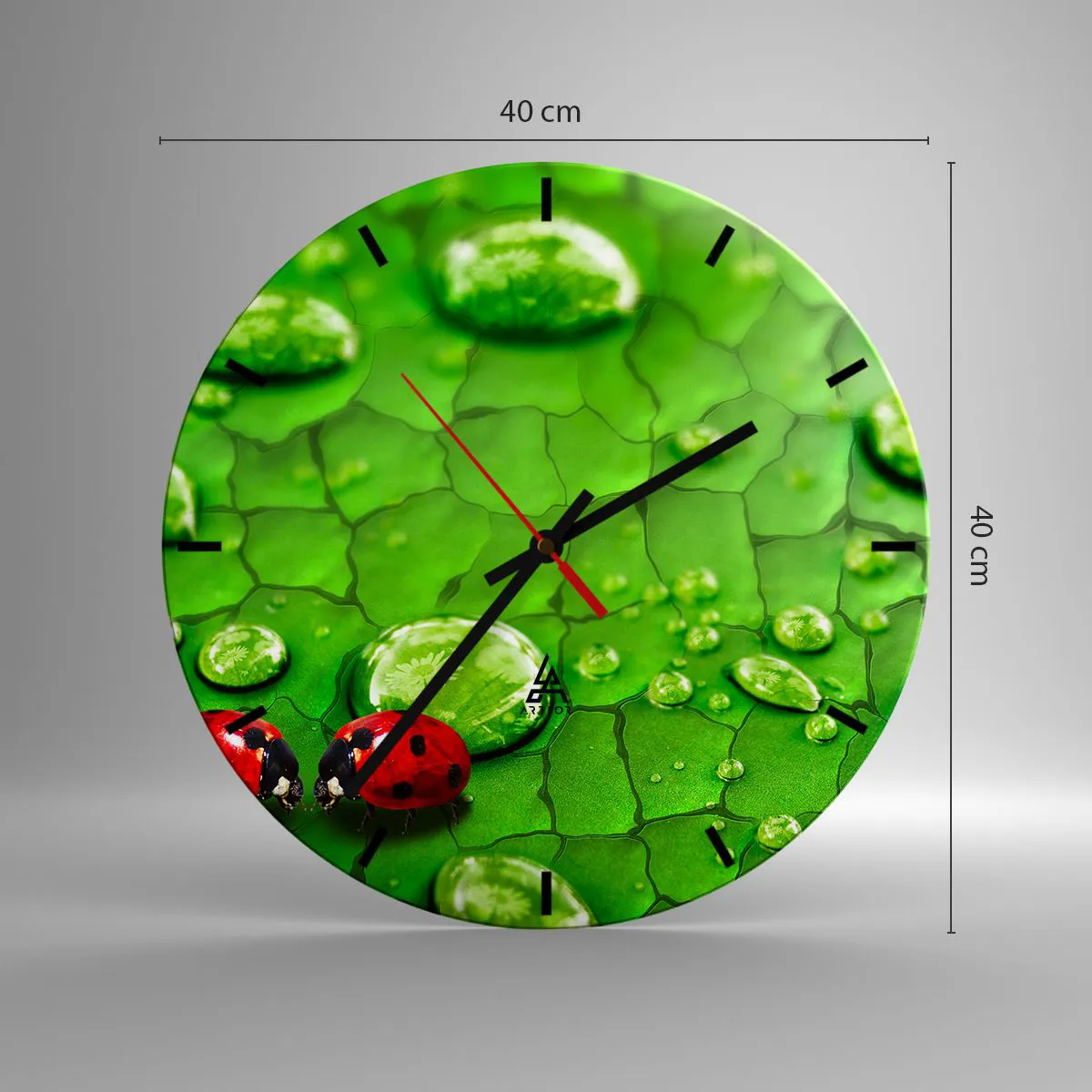 Relógio de parede - Relógio em vidro - Reunião em verde - 40x40 cm