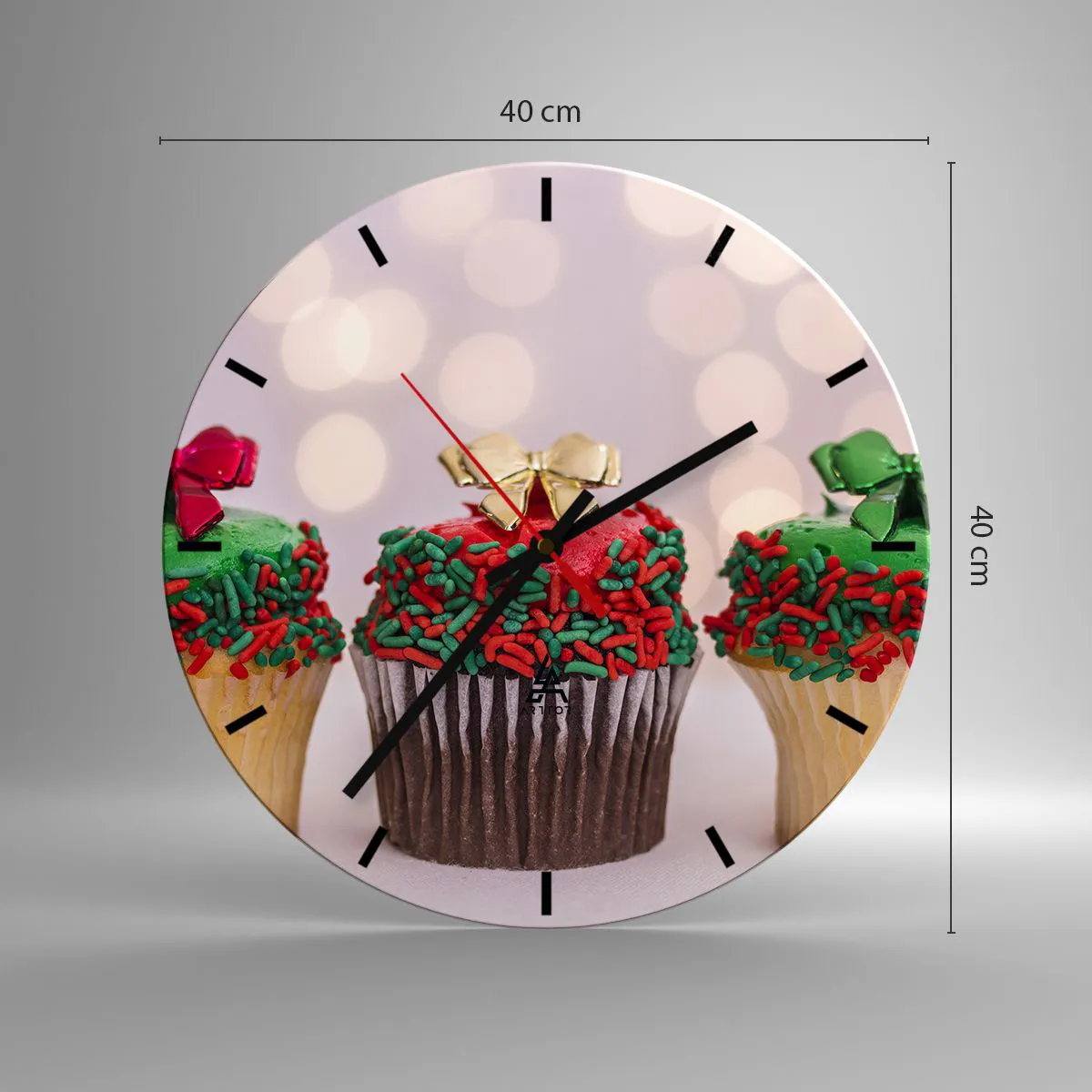 Wanduhr - Glasuhr - Süßigkeiten bis zu der Schleife - 40x40 cm