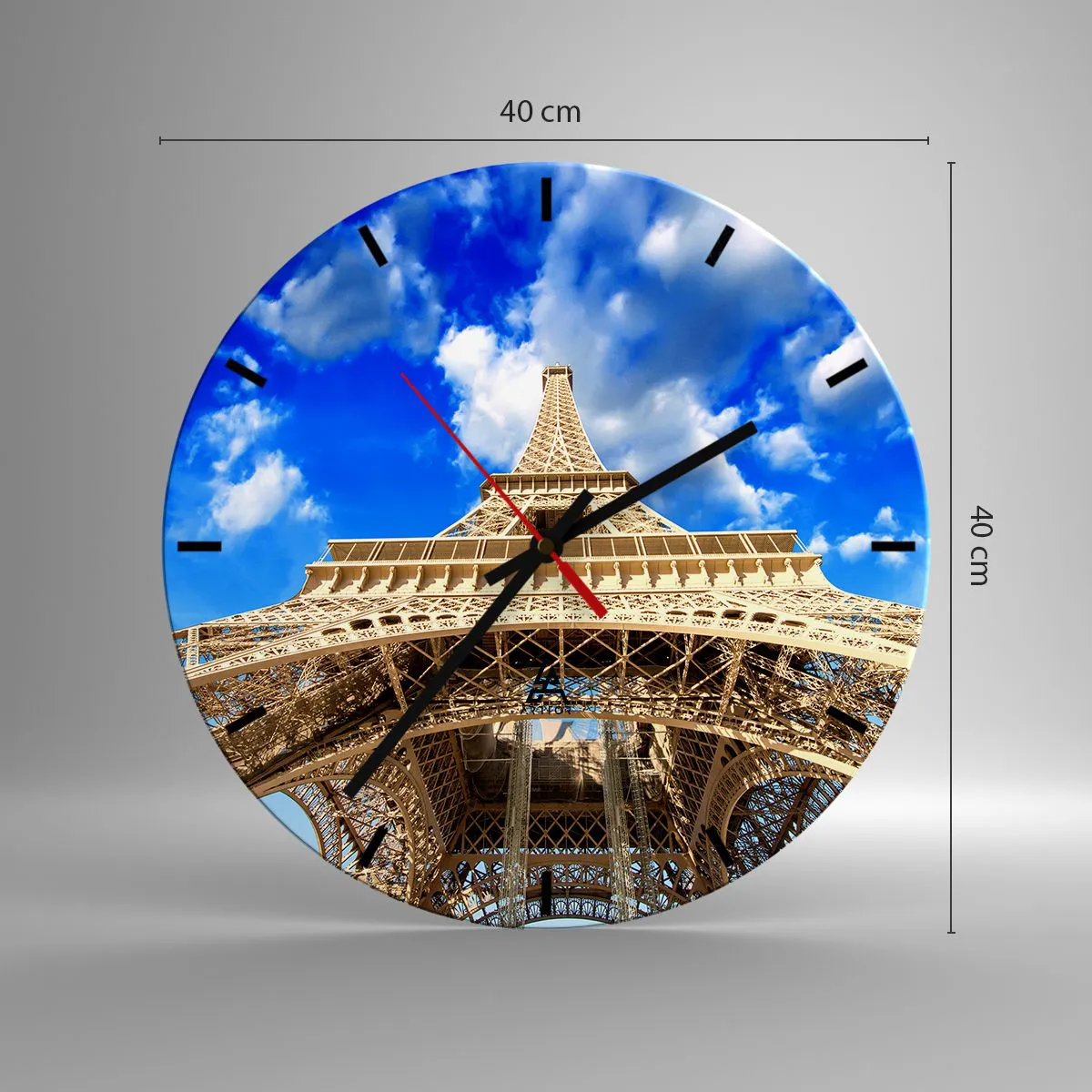 Väggklocka - Klocka på glas - Nå himlen och molnen - 40x40 cm