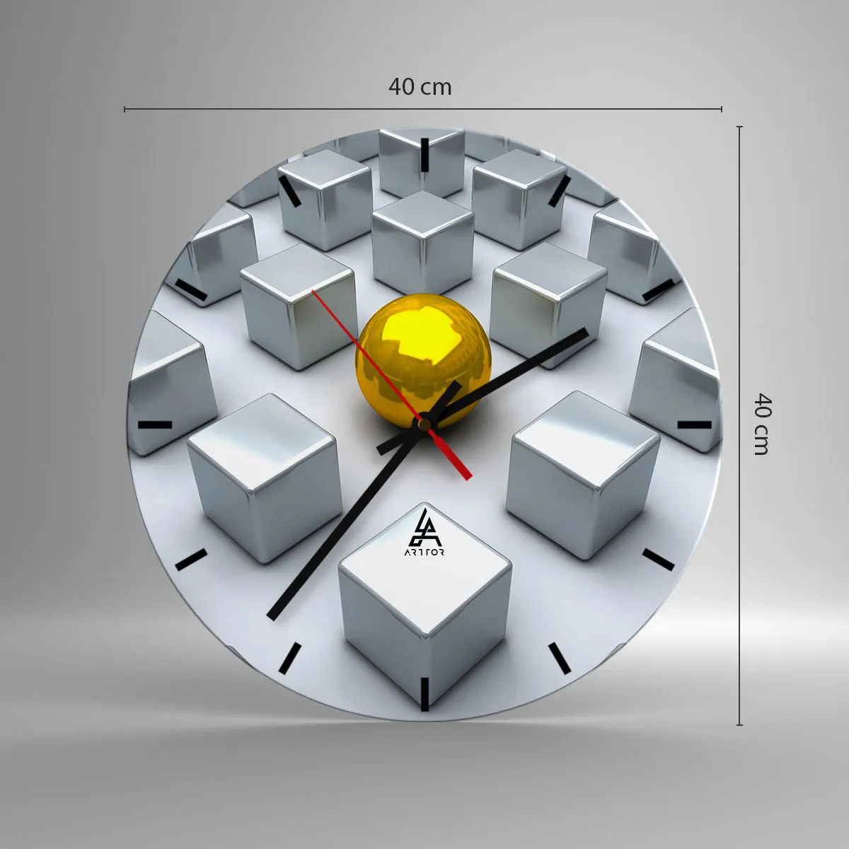 Väggklocka - Klocka på glas - Varför jag? Geometrisk komposition - 40x40 cm