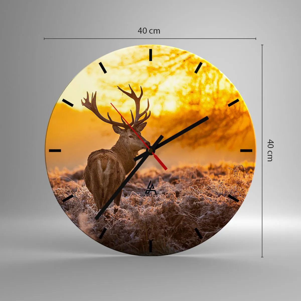 Ceas de perete - Ceas pe sticlă - Regele pădurii de toamnă - 40x40 cm