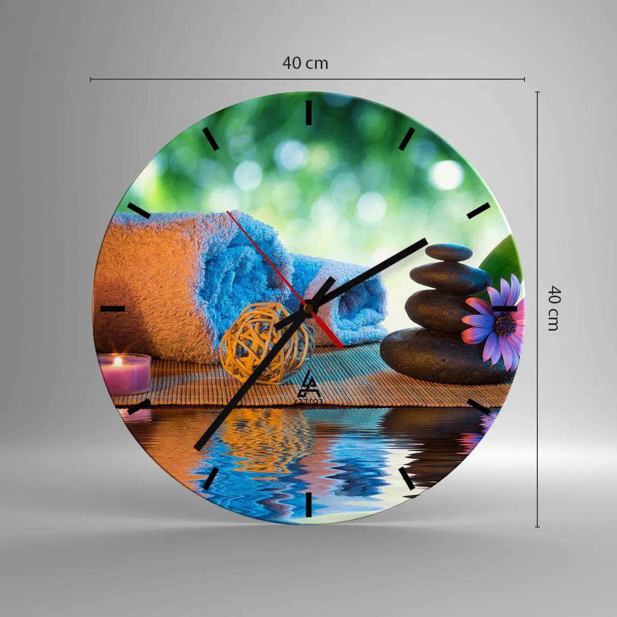 Relógio de parede - Relógio em vidro - Tempo para o corpo - 40x40 cm