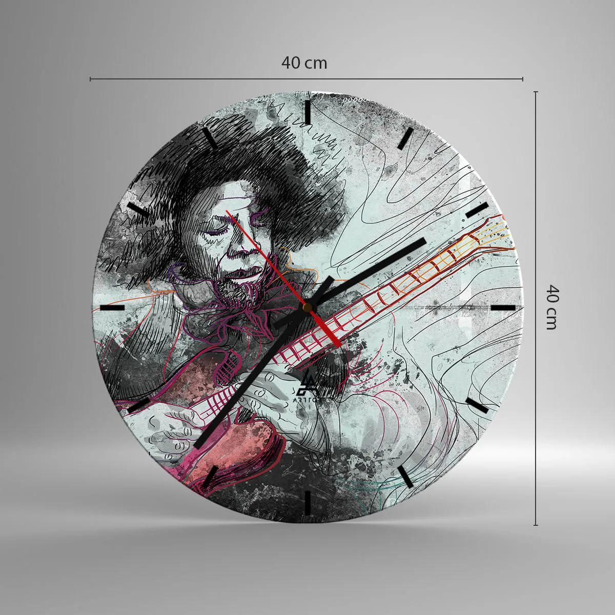 Ceas de perete - Ceas pe sticlă - Pe valurile muzicii - 40x40 cm