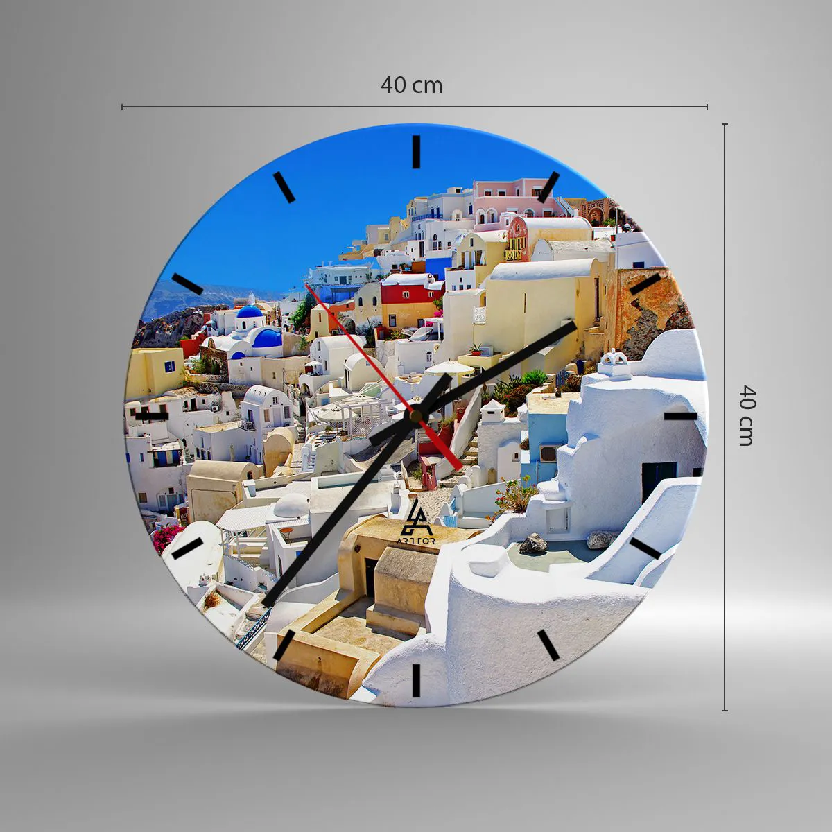 Wanduhr - Glasuhr - Der Traum vom griechischen Sommer - 40x40 cm