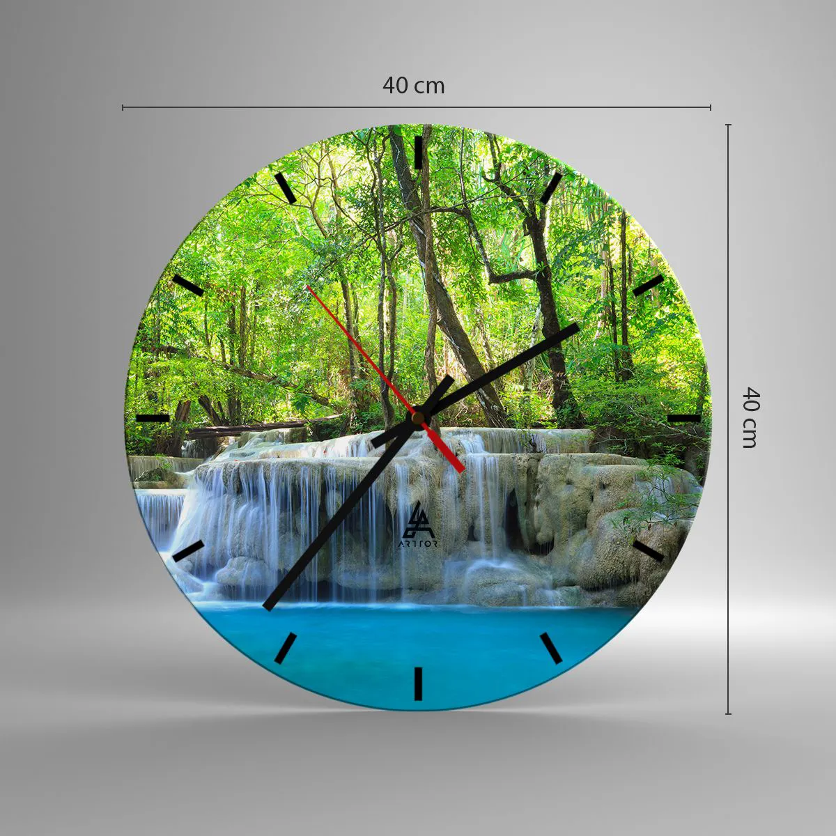 Wall clock - Clock on glass - Drowning in Turquoise and Green - 40x40 cm
