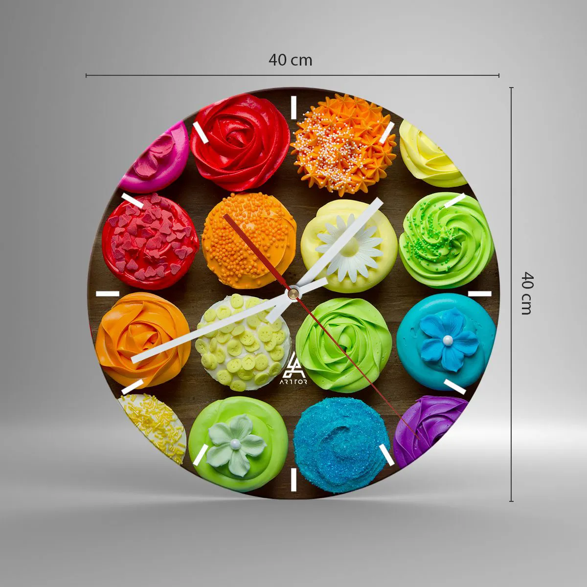 Ceas de perete - Ceas pe sticlă - Fiecare diferită - toate delicioase - 40x40 cm