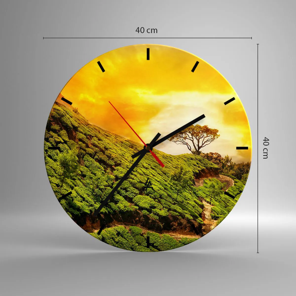 Horloge murale - Pendule murale - Un chemin sinueux, une pente verte - 40x40 cm