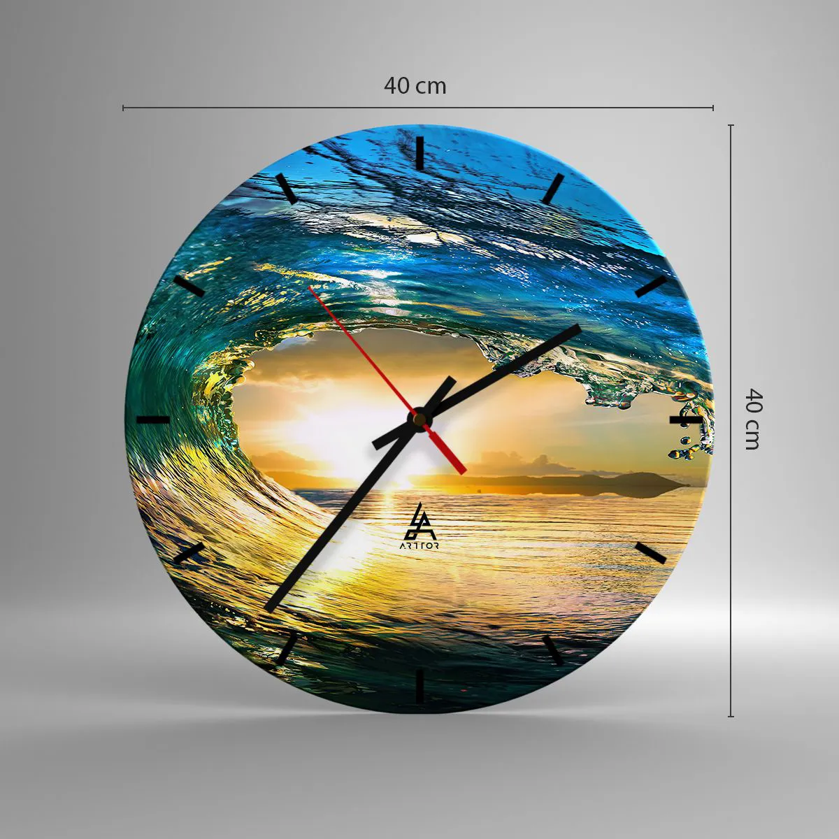 Nástěnné hodiny - Ve smaragdově-zlatém křišťálu - 40x40 cm