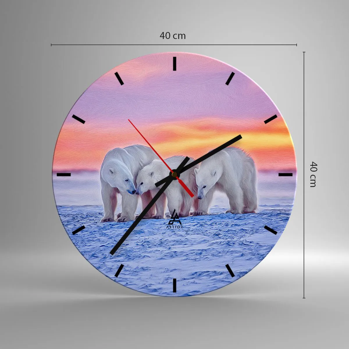 Wanduhr - Glasuhr - Familienwärme ist genug - 40x40 cm