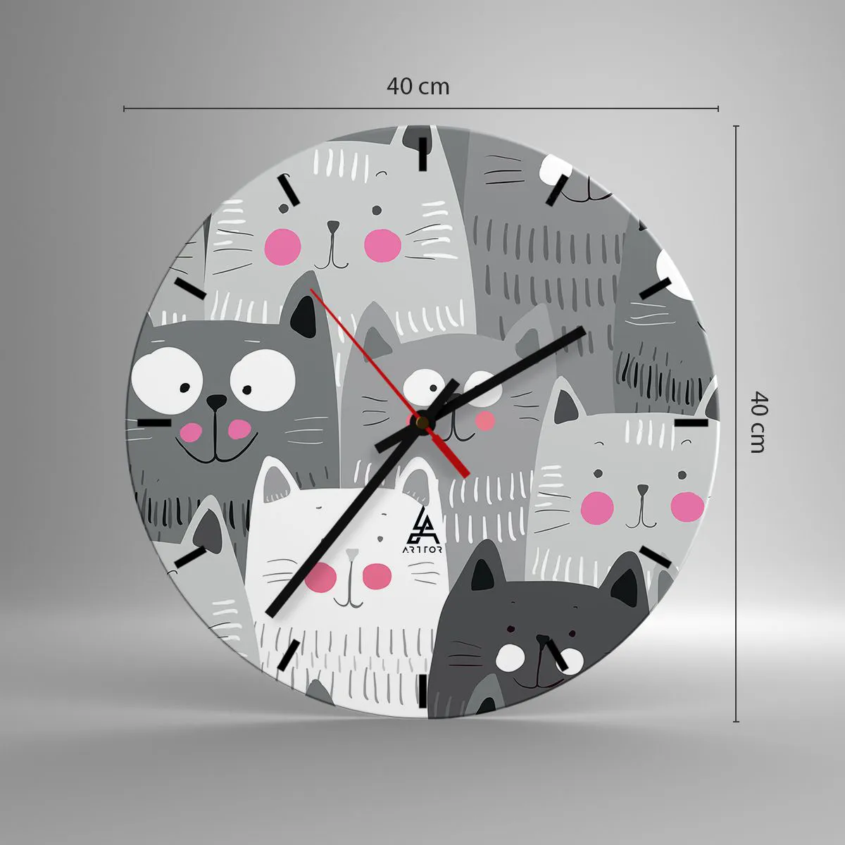 Nástěnné hodiny - Kočičí svět - 40x40 cm