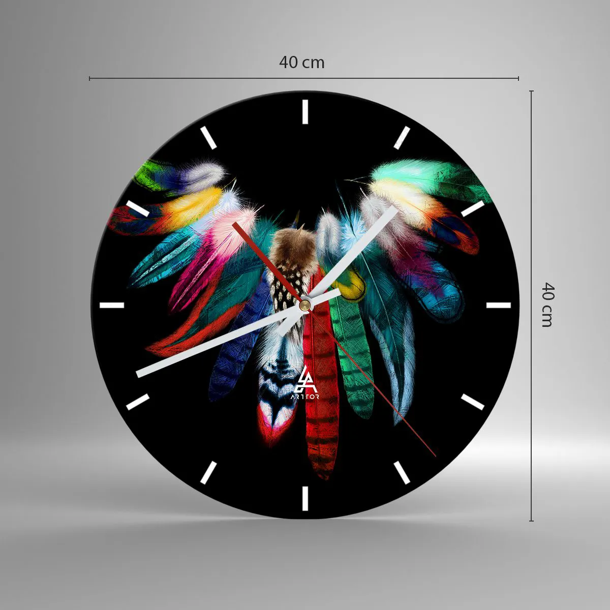 Ceas de perete - Ceas pe sticlă - Colier indian - 40x40 cm