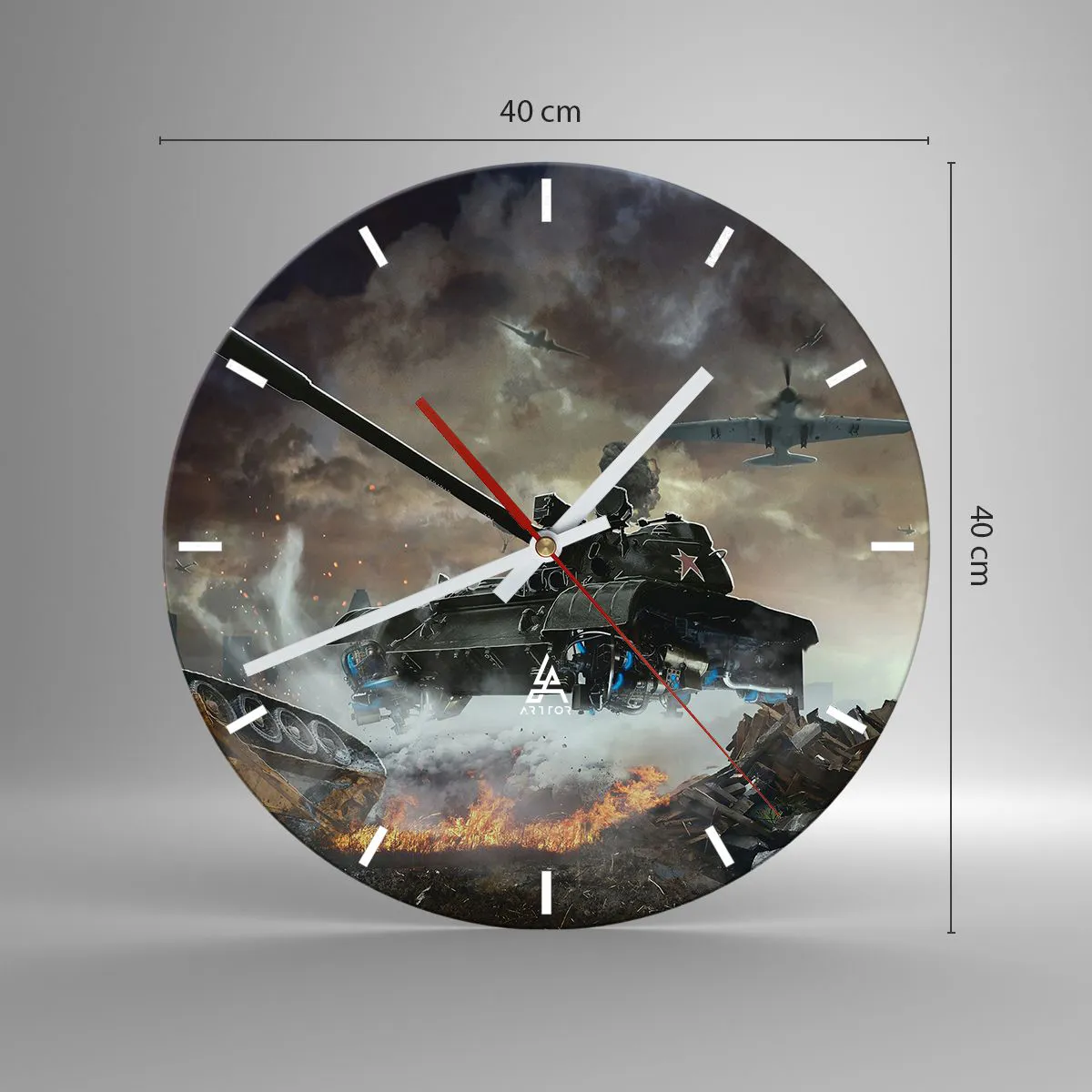 Väggklocka - Klocka på glas - Slaget är hemskt och vackert - 40x40 cm
