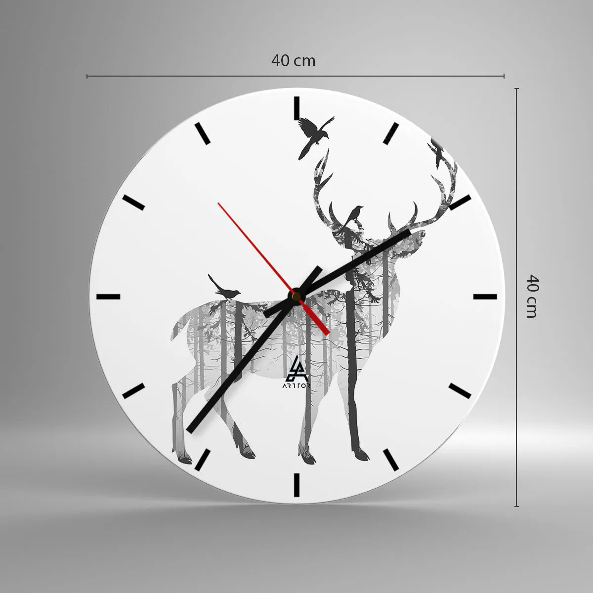 Wanduhr - Glasuhr - Guter Waldgeist - 40x40 cm