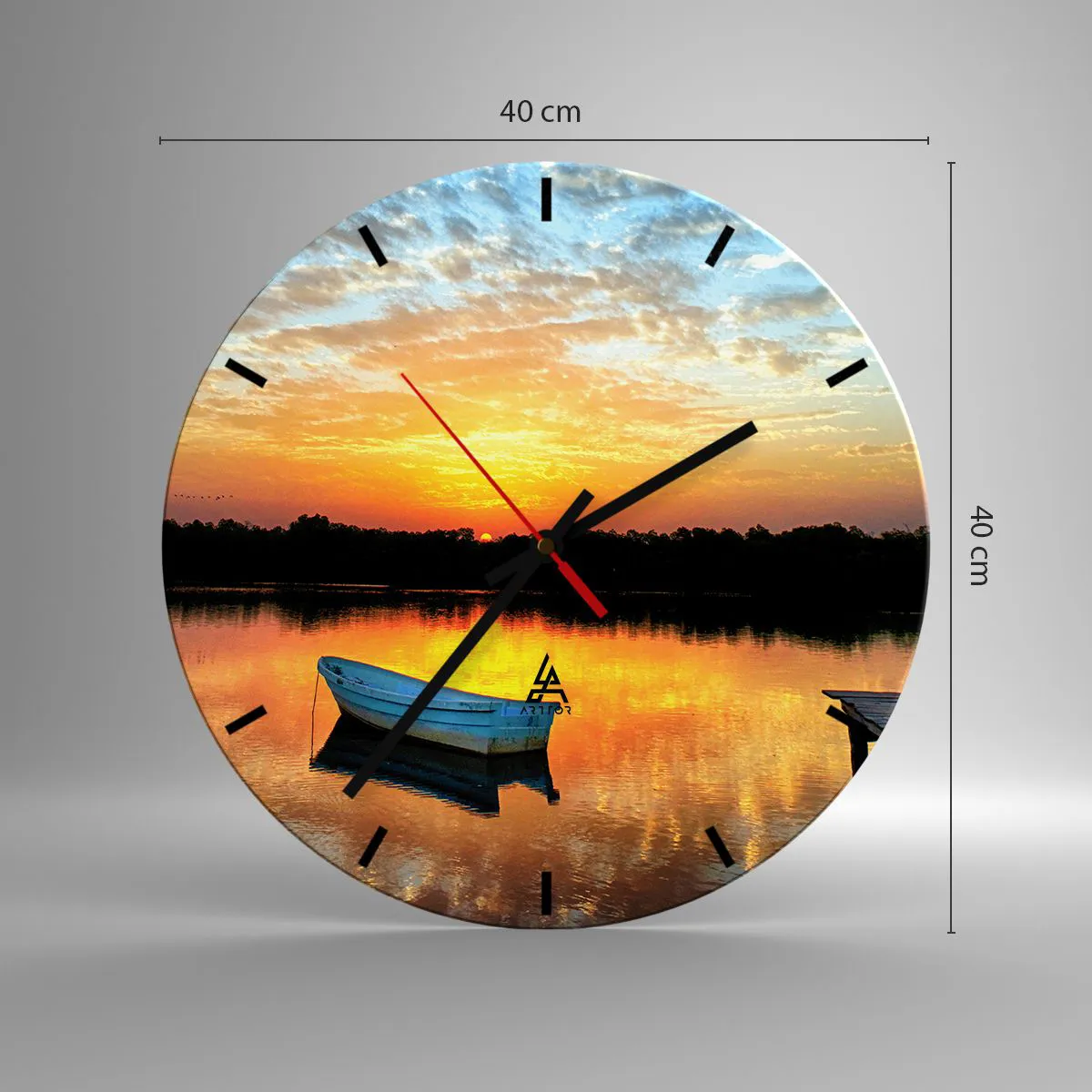 Ceas de perete - Ceas pe sticlă - Privește, ascultă, meditează - 40x40 cm