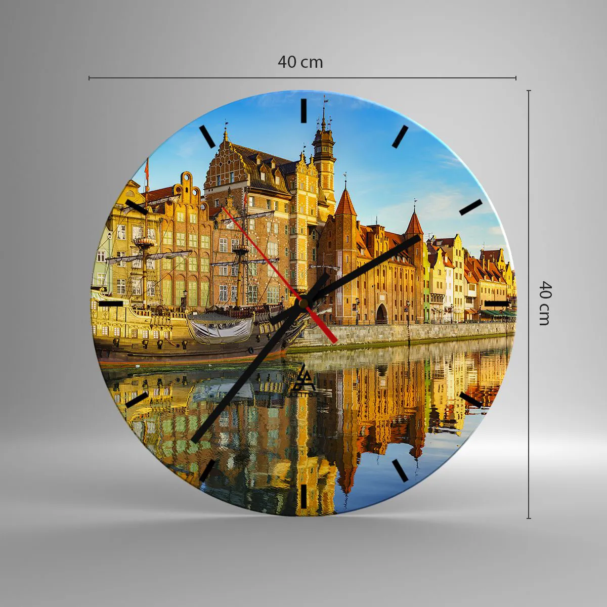 Ceas de perete - Ceas pe sticlă - Trecutul în oglindă - 40x40 cm