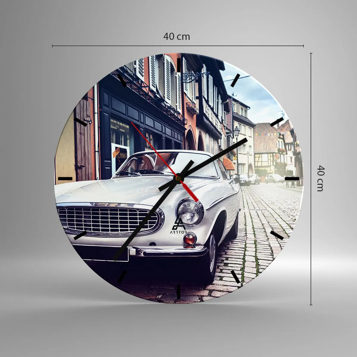 Relógio de parede - Relógio em vidro - O passado é hoje - 40x40 cm