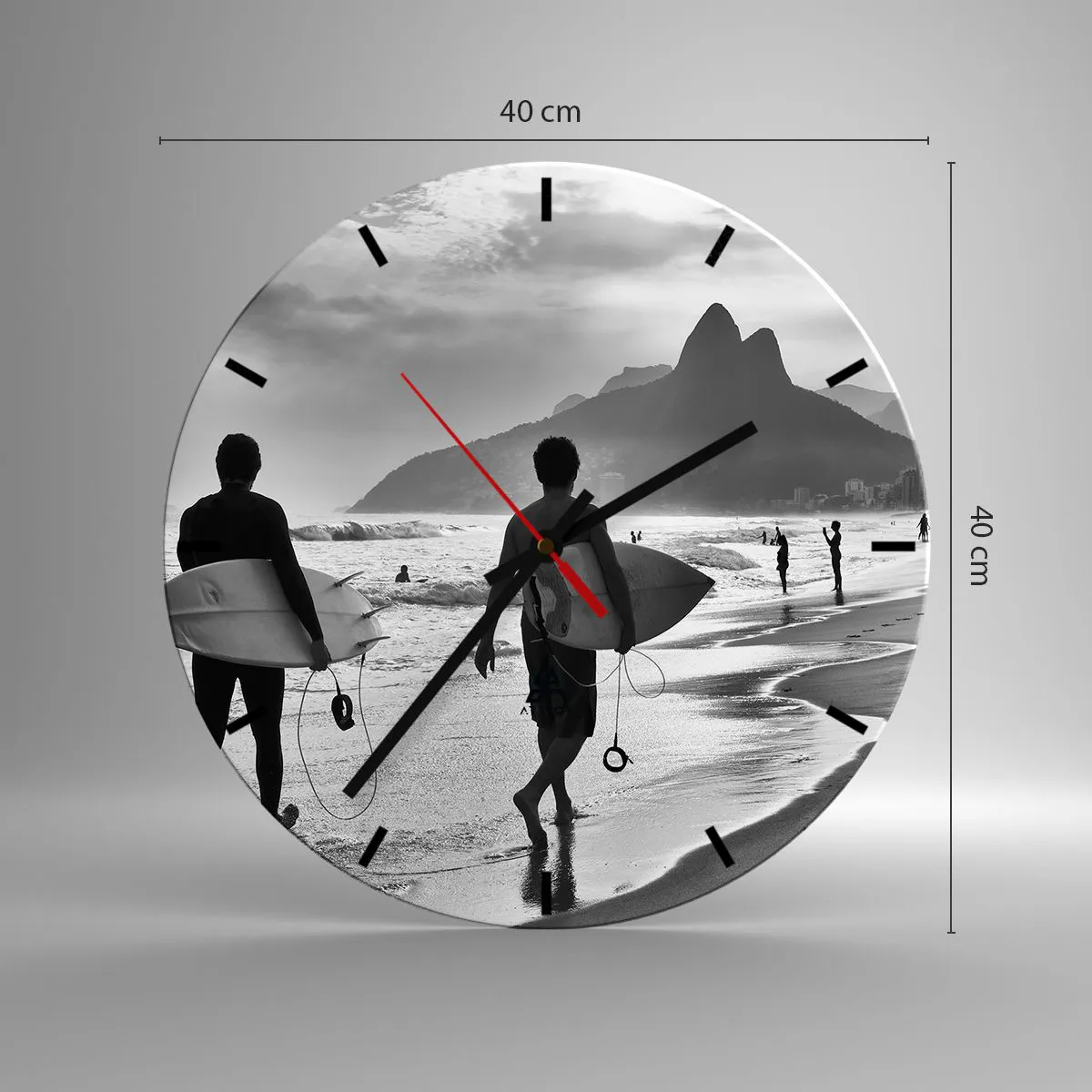 Reloj de pared - Reloj de vidrio - Samba para una ola - 40x40 cm