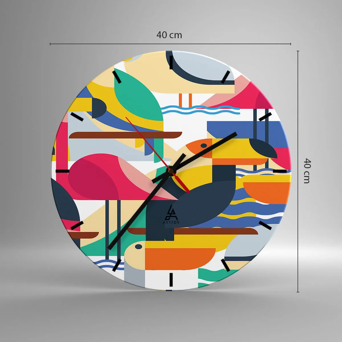 Ceas de perete - Ceas pe sticlă - Cheful păsărilor - 40x40 cm
