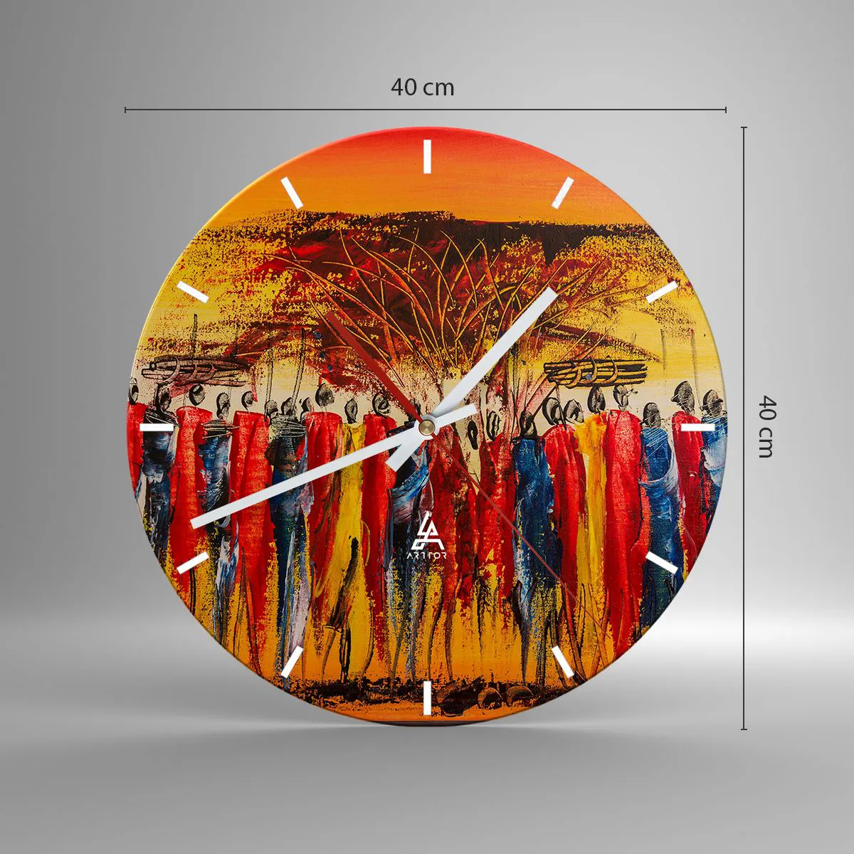 Relógio de parede - Relógio em vidro - Lá, lá, lá vão eles - 40x40 cm