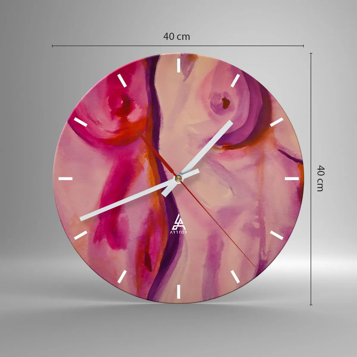 Wanduhr - Glasuhr - Ode an die Weiblichkeit - 40x40 cm