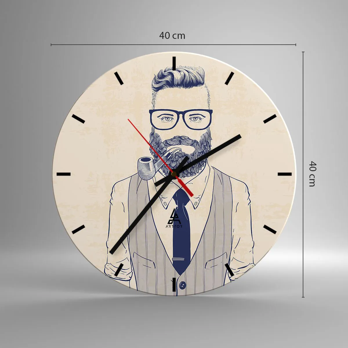 Wanduhr - Glasuhr - Fröhlich, maskulin und modisch - 40x40 cm