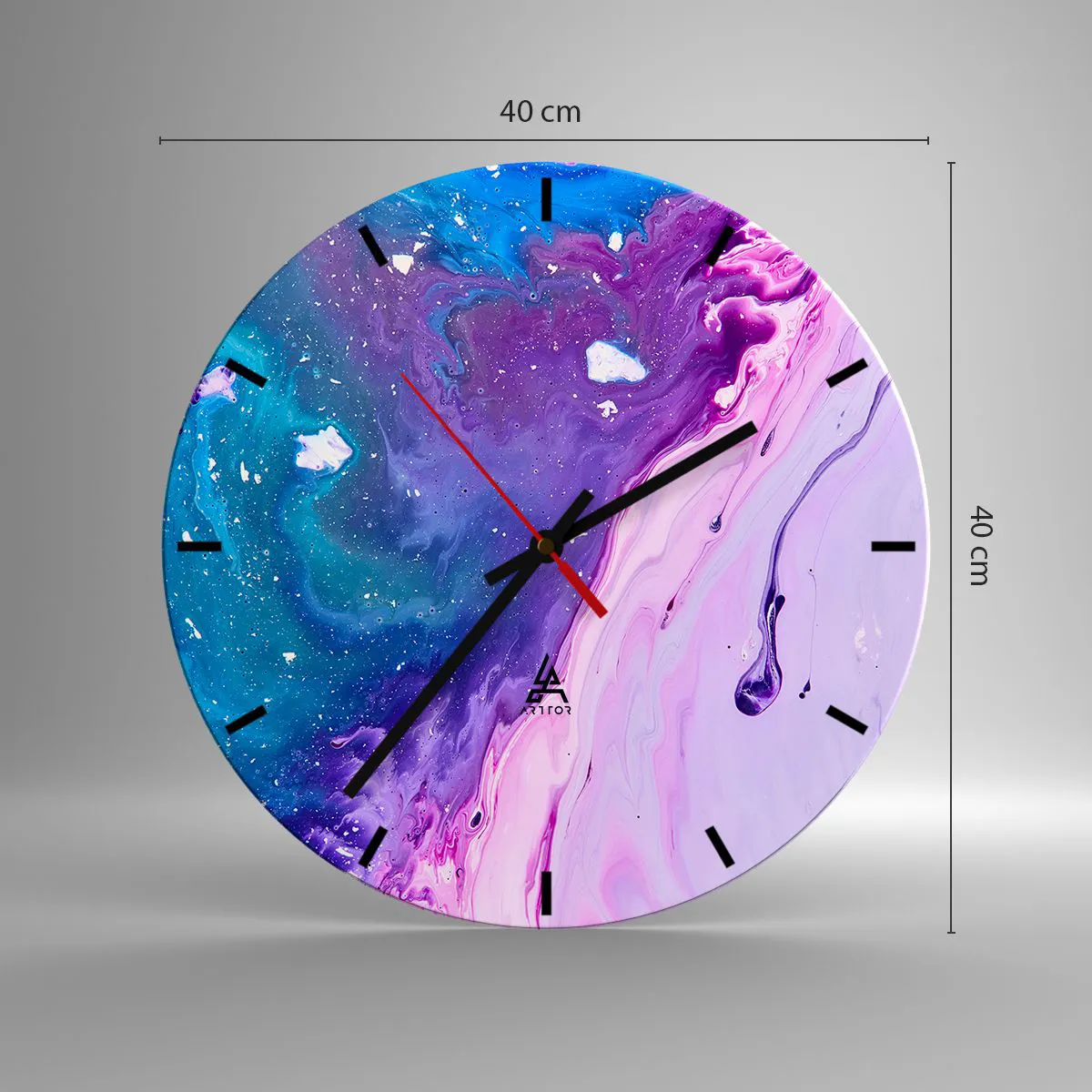 Ceas de perete - Ceas pe sticlă - Yin și yang - 40x40 cm