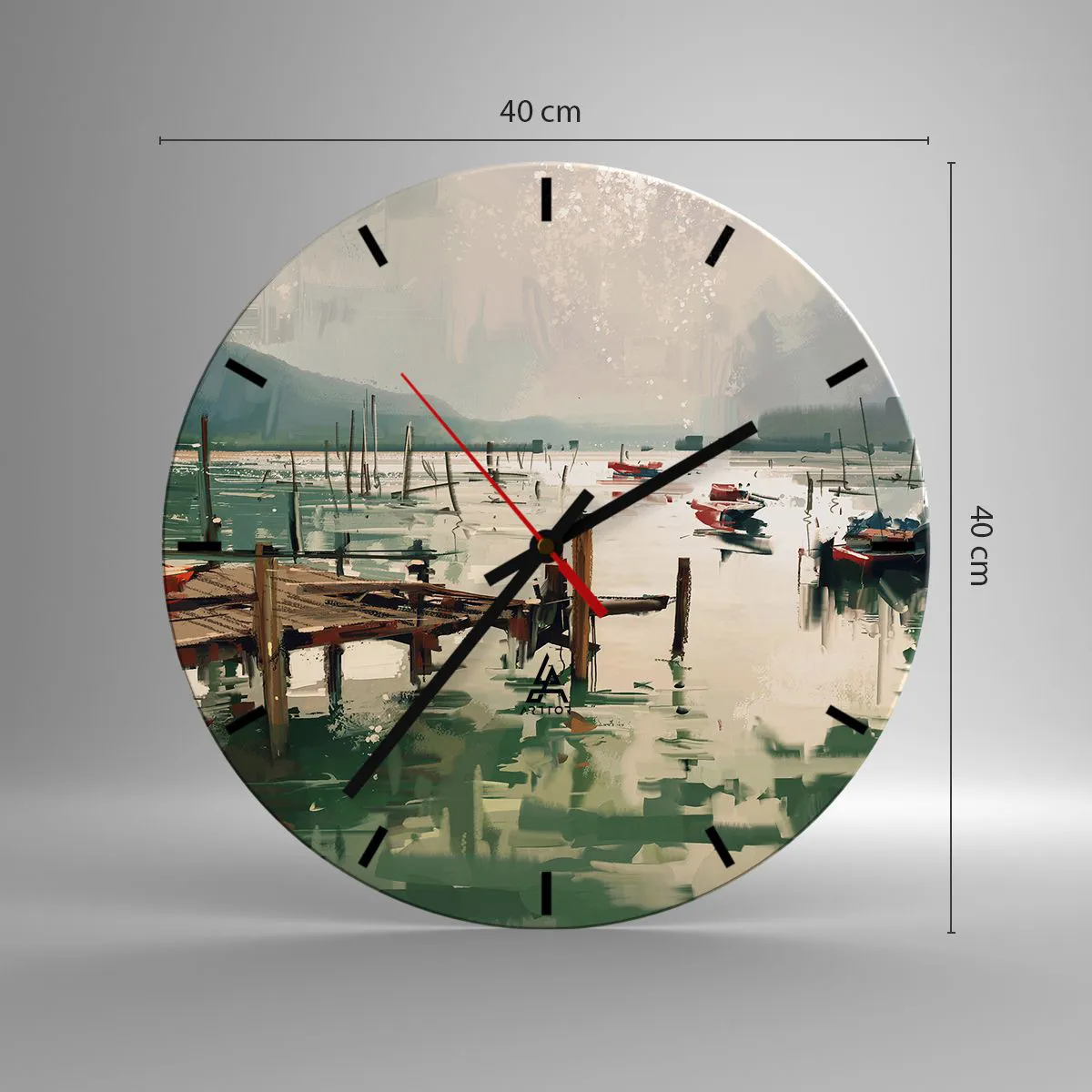 Relógio de parede - Relógio em vidro - Mergulhado na lua derretida - 40x40 cm