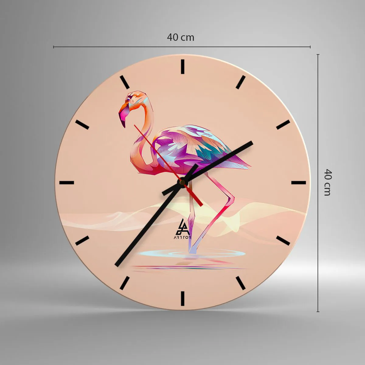 Wanduhr - Glasuhr - Der Vogel der guten Gefühle - 40x40 cm