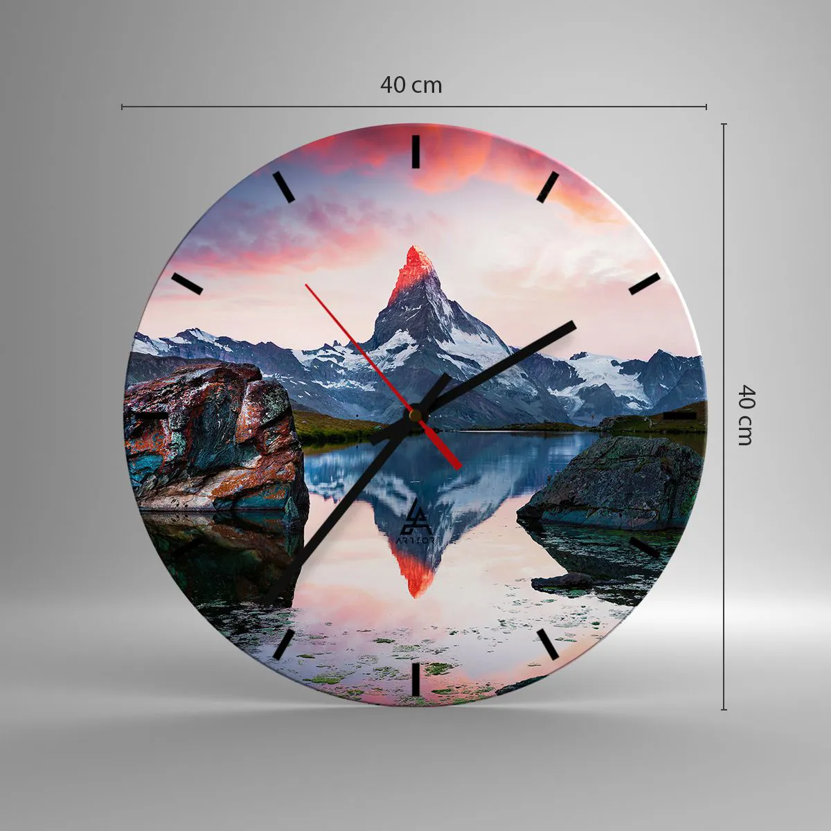 Ceas de perete - Ceas pe sticlă - Inima munților este fierbinte - 40x40 cm