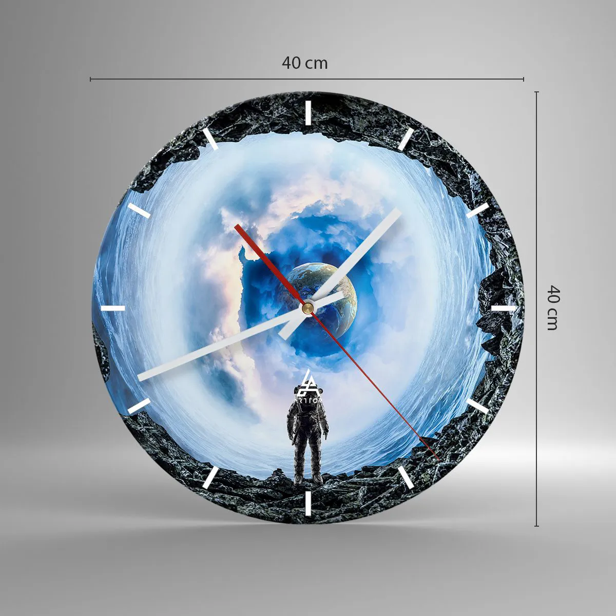 Väggklocka - Klocka på glas - Det är inte långt kvar hem - 40x40 cm