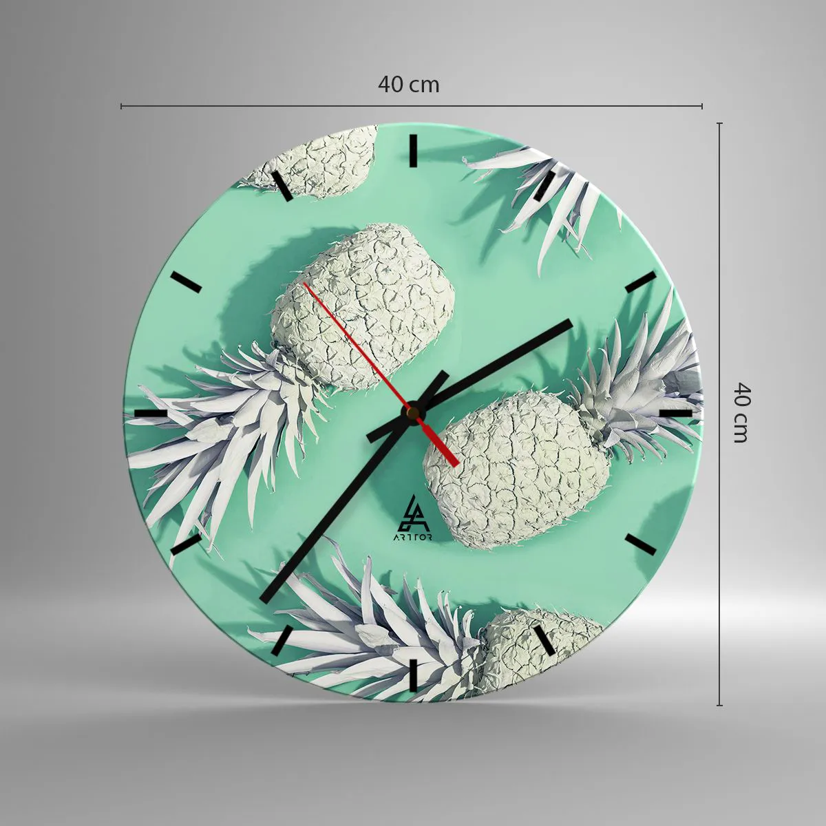 Relógio de parede - Relógio em vidro - Vão muito bem com a hortelã - 40x40 cm