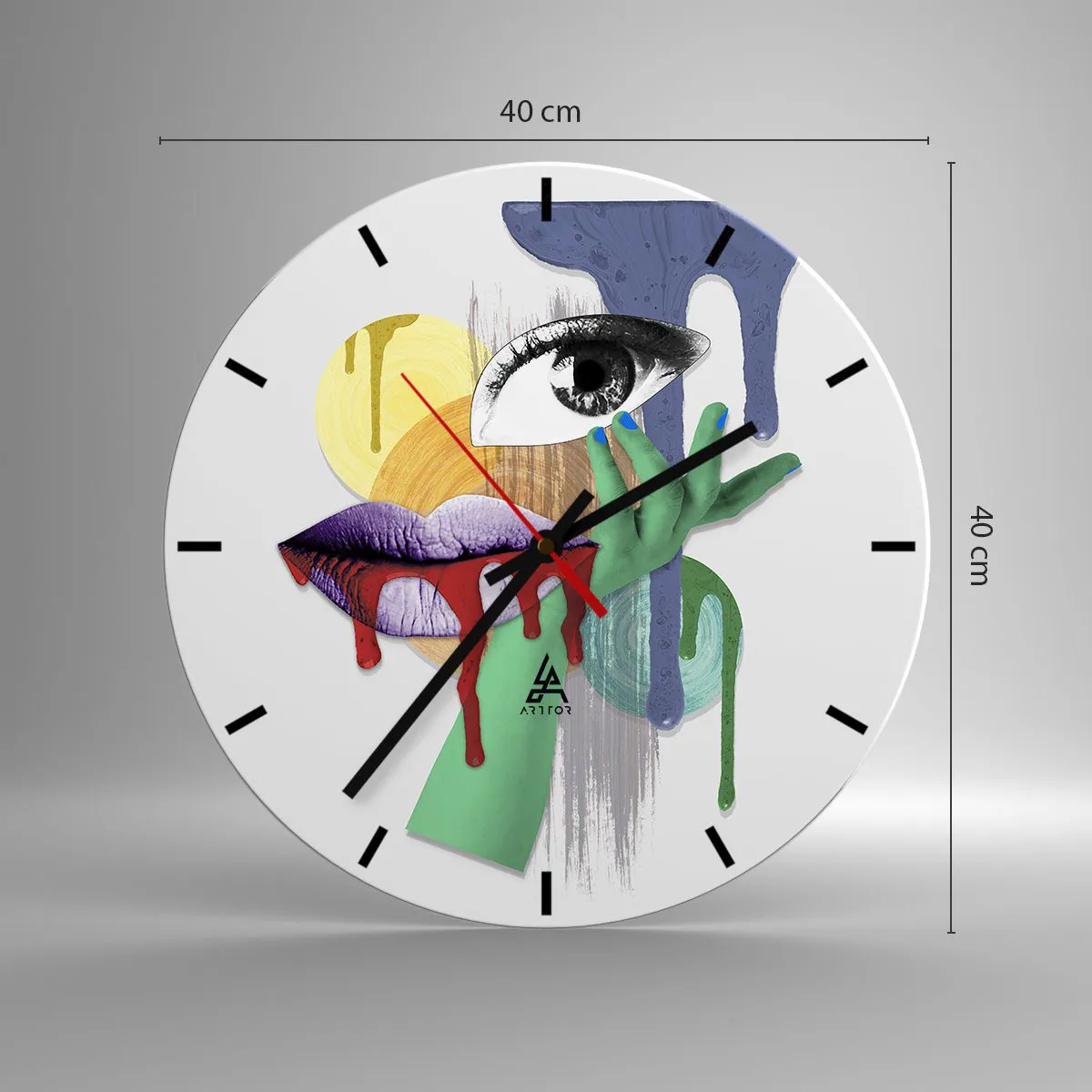 Orologio da parete - Orologio in Vetro - Ritratto disintegrato - 40x40 cm