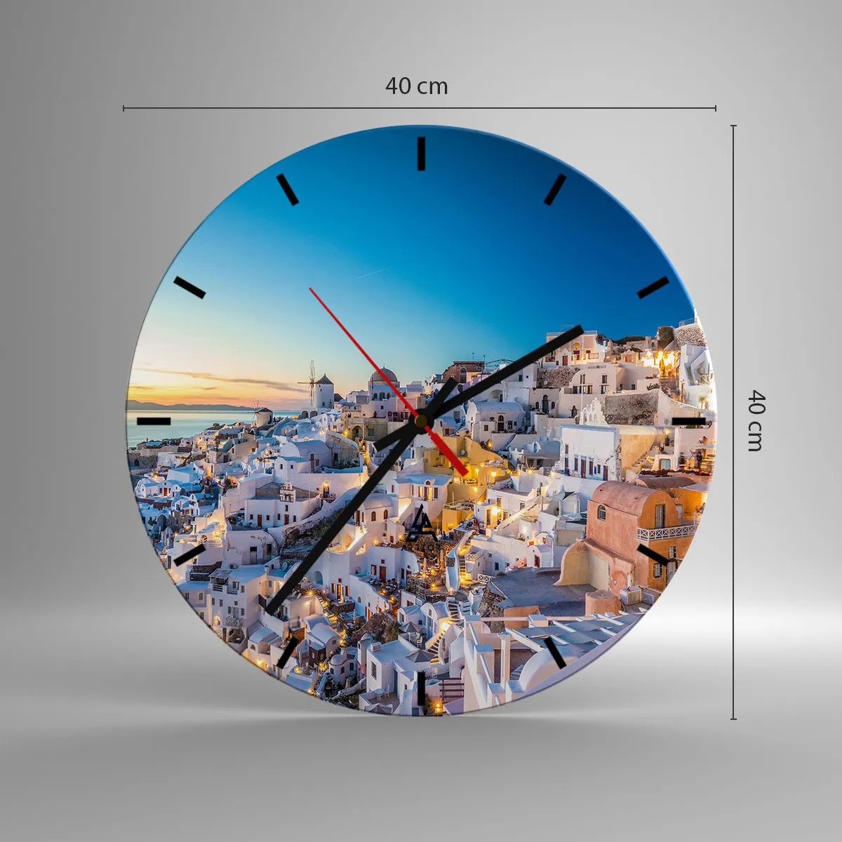 Wanduhr - Glasuhr - Die Essenz des Griechischen - 40x40 cm