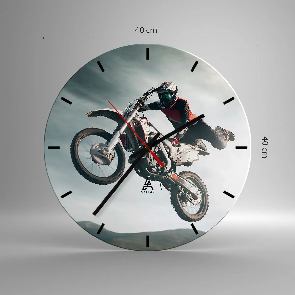 Väggklocka - Klocka på glas - No risk, no fun - 40x40 cm