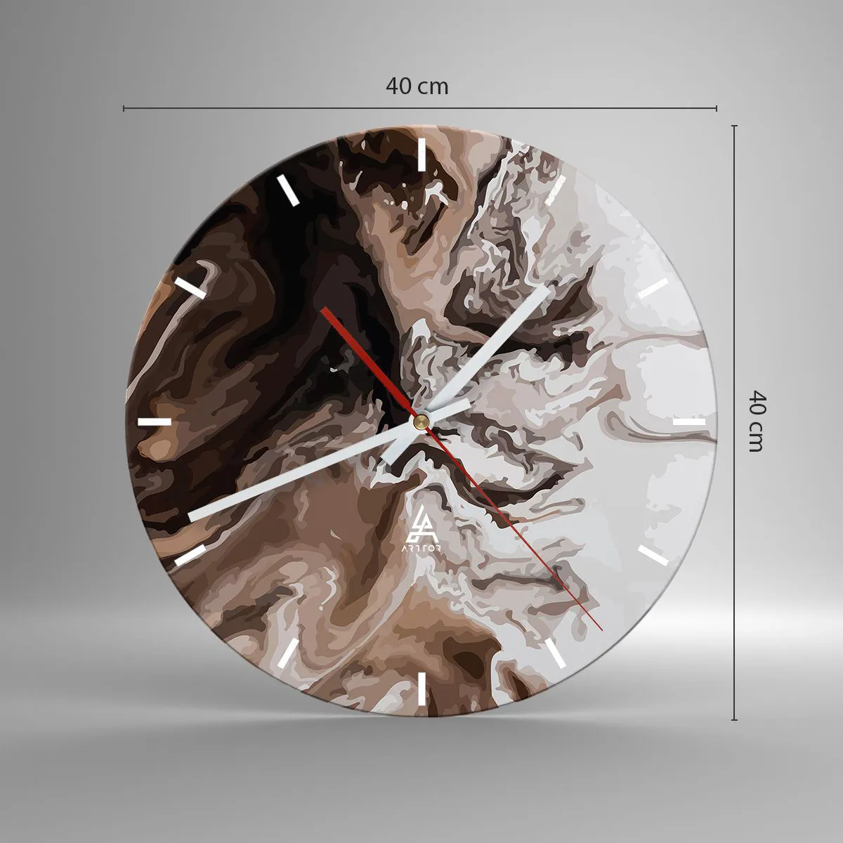 Relógio de parede - Relógio em vidro - Contraste de cores - 40x40 cm