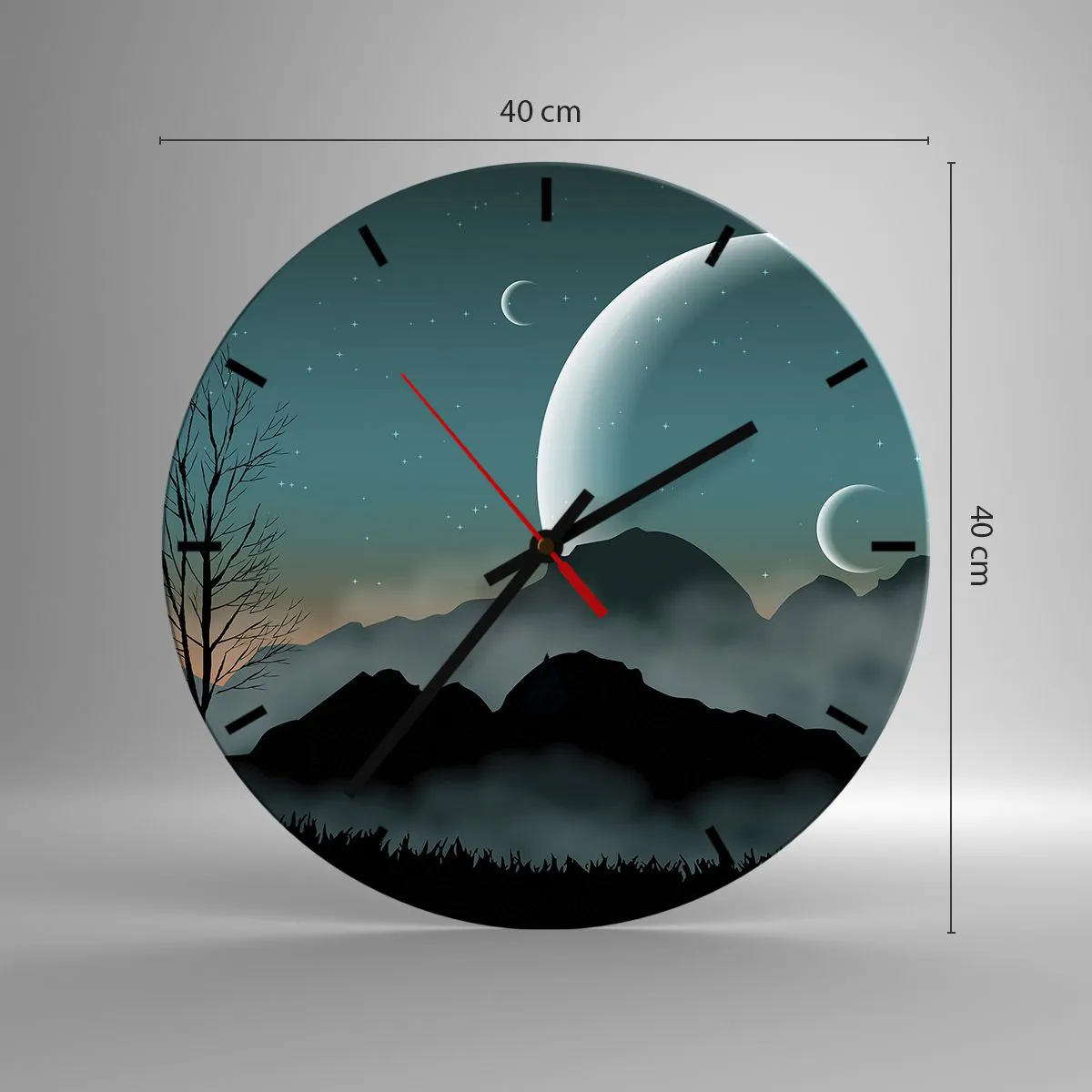 Ceas de perete - Ceas pe sticlă - Carnavalul unei nopți înstelate - 40x40 cm