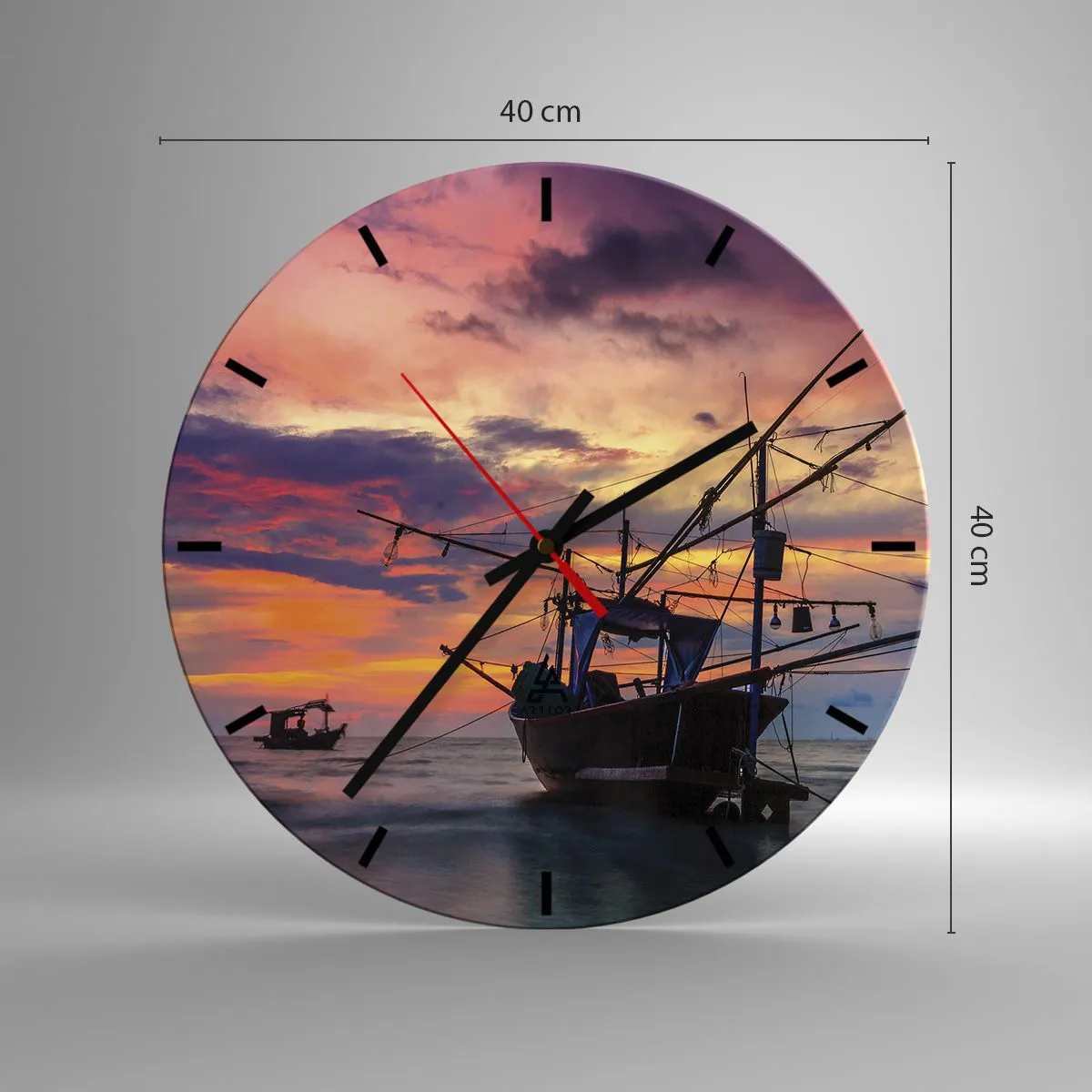 Väggklocka - Klocka på glas - Exotisk kväll - 40x40 cm