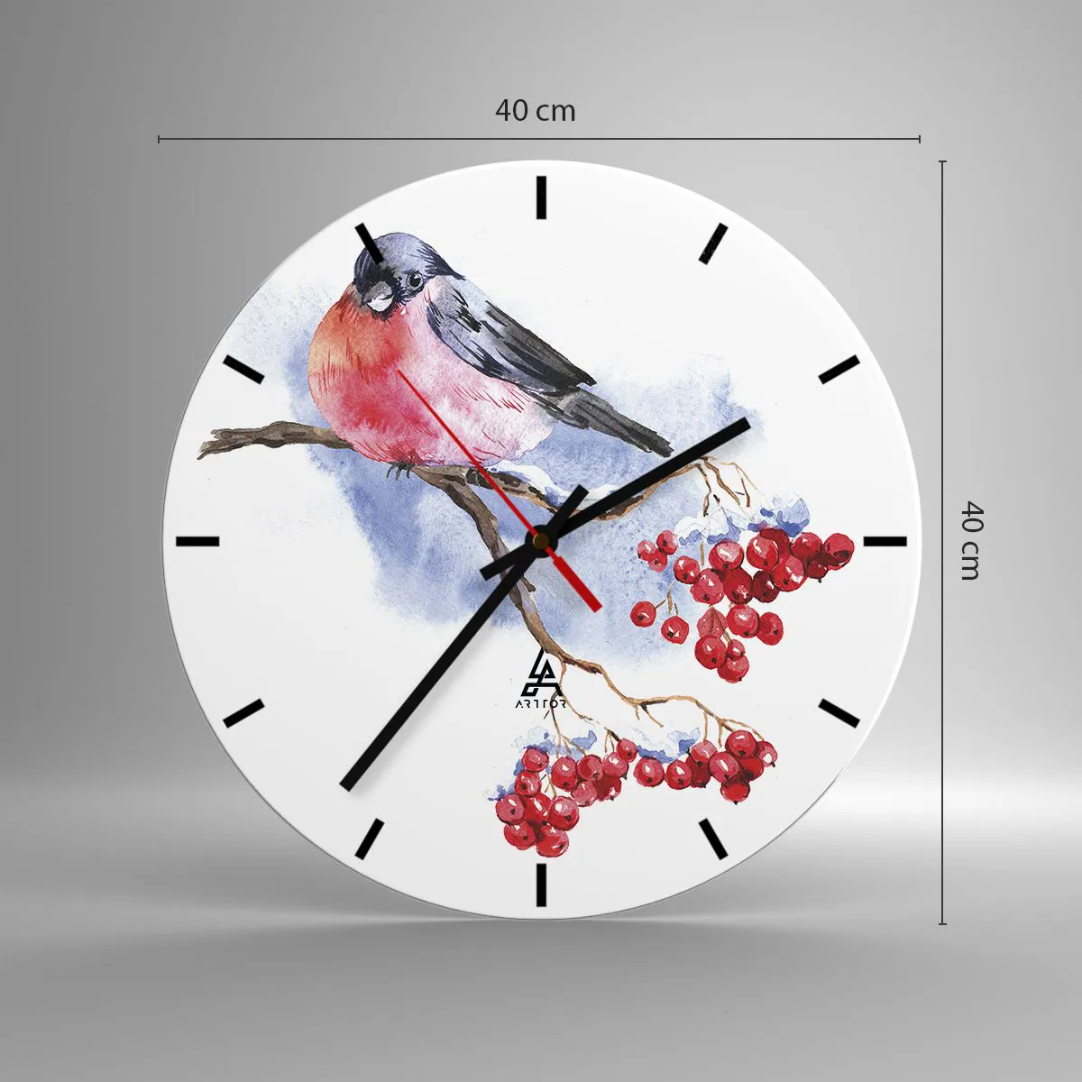 Relógio de parede - Relógio em vidro - Inverno a cores - 40x40 cm