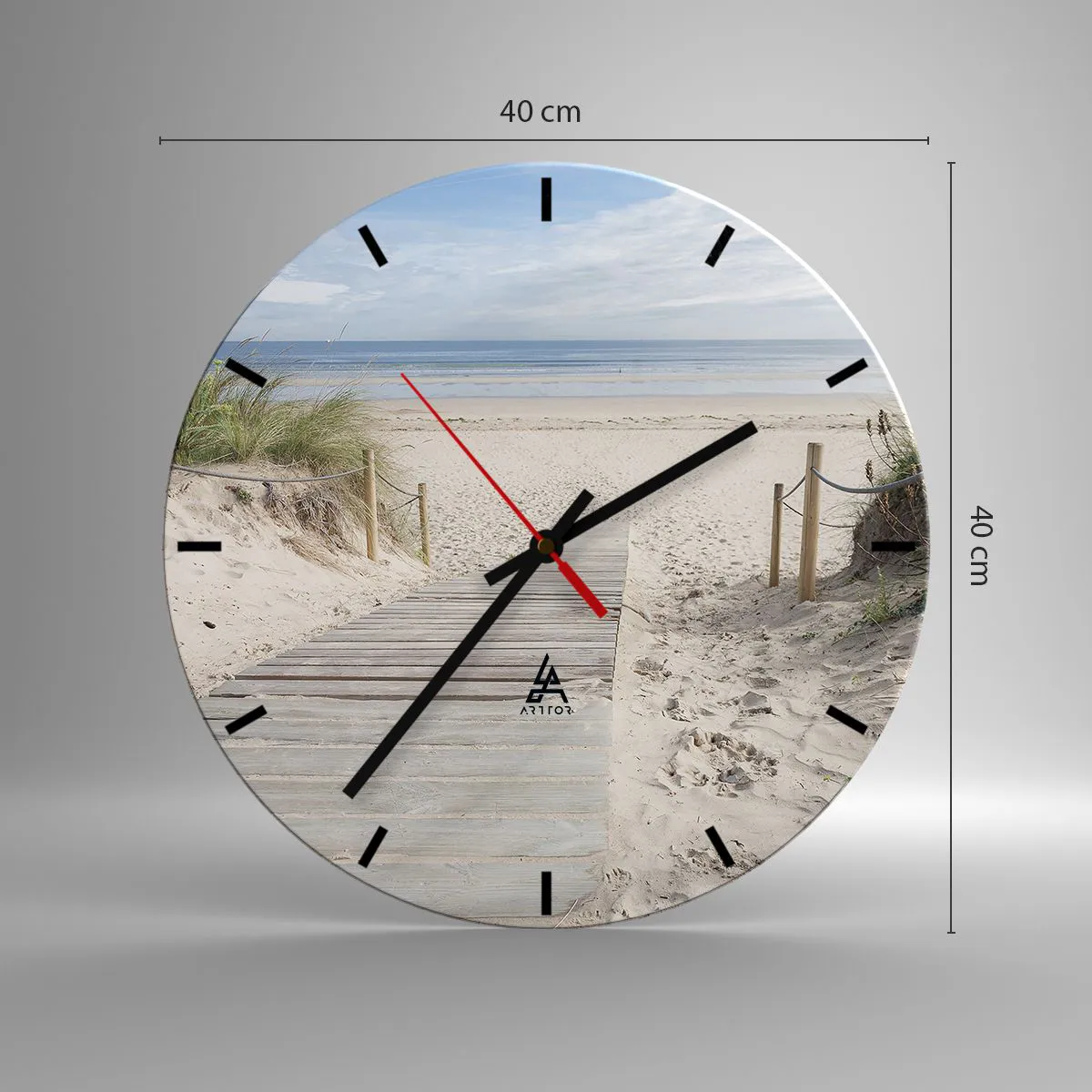 Väggklocka - Klocka på glas - Mot horisonten - 40x40 cm