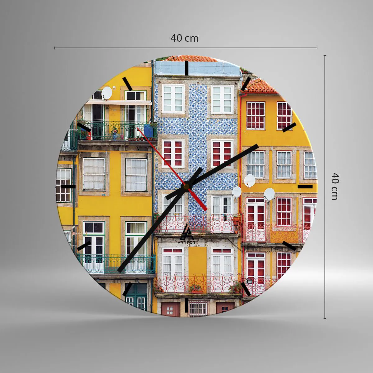 Ceas de perete - Ceas pe sticlă - Culorile orașului vechi - 40x40 cm