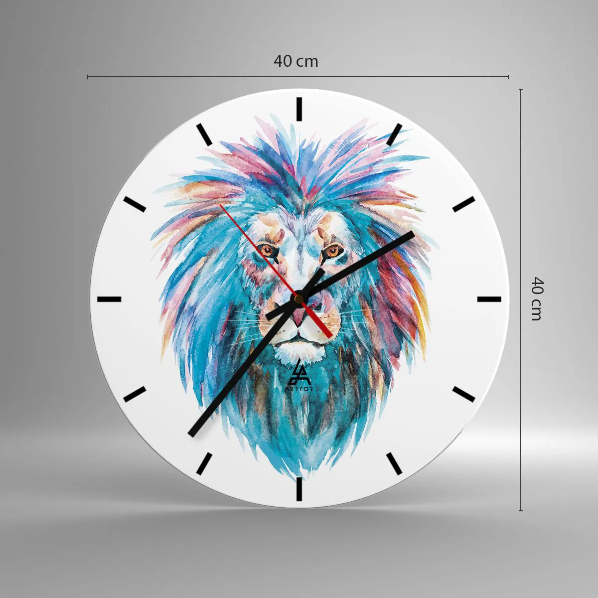 Wall clock - Clock on glass - Electrifying Aura - 40x40 cm
