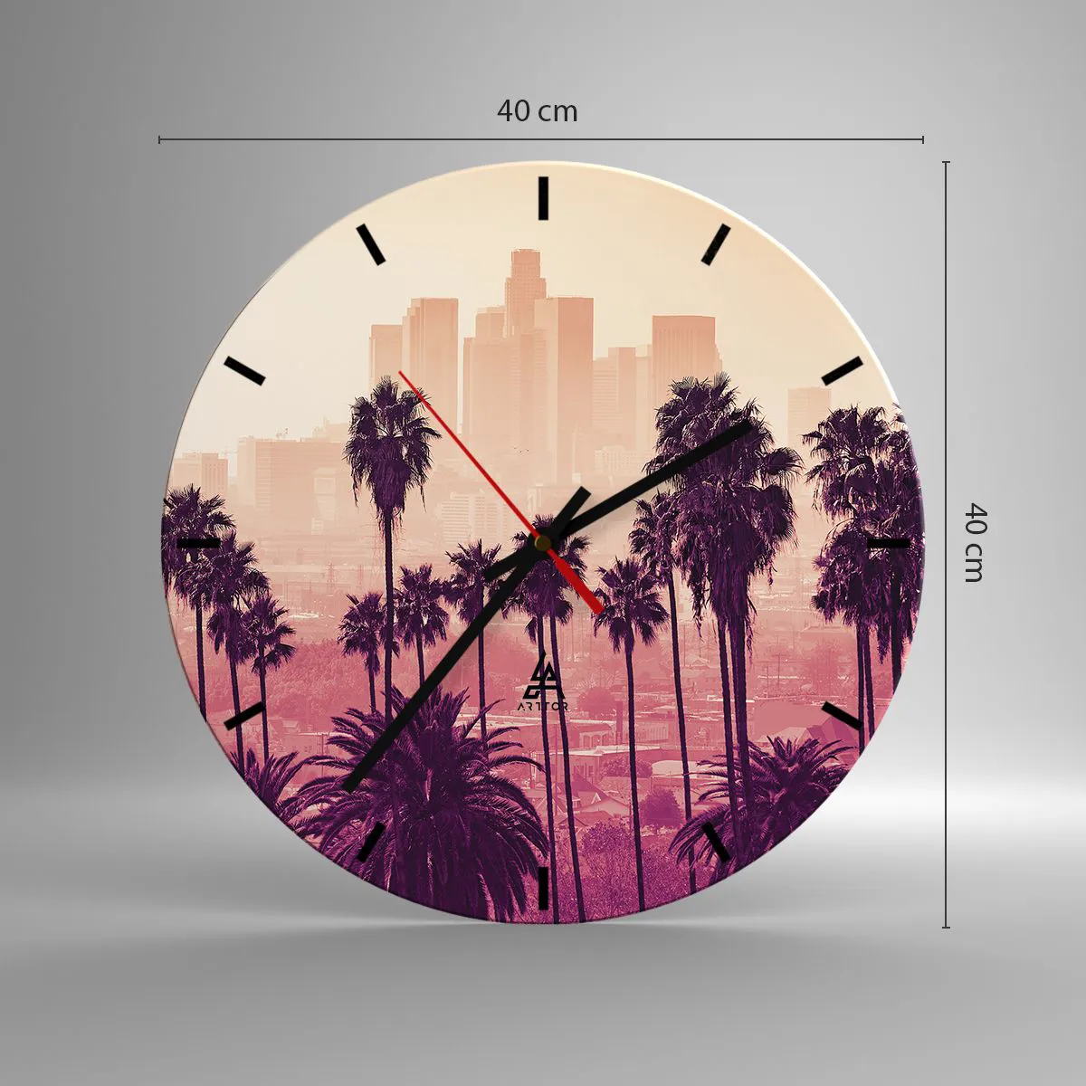 Wall clock - Clock on glass - Californian Landscape - 40x40 cm
