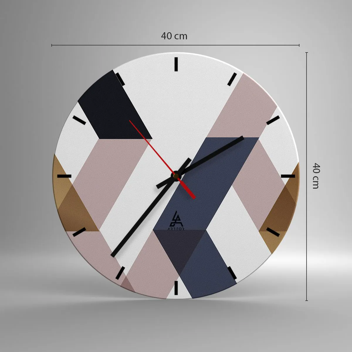 Relógio de parede - Relógio em vidro - Planos e ângulos - 40x40 cm